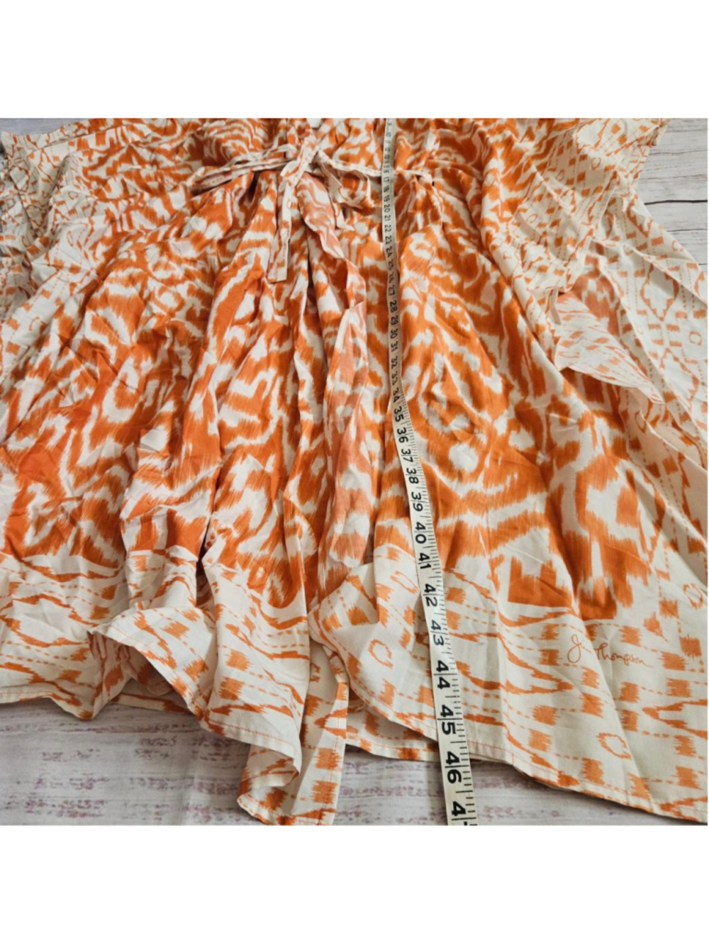 Jim Thompson Orange White Wrap Kaftan Boho Free Size Cotton NWT *READ* - Picture 9 of 9